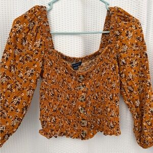 American Eagle Outfitters Floral Button-Front Blouse
